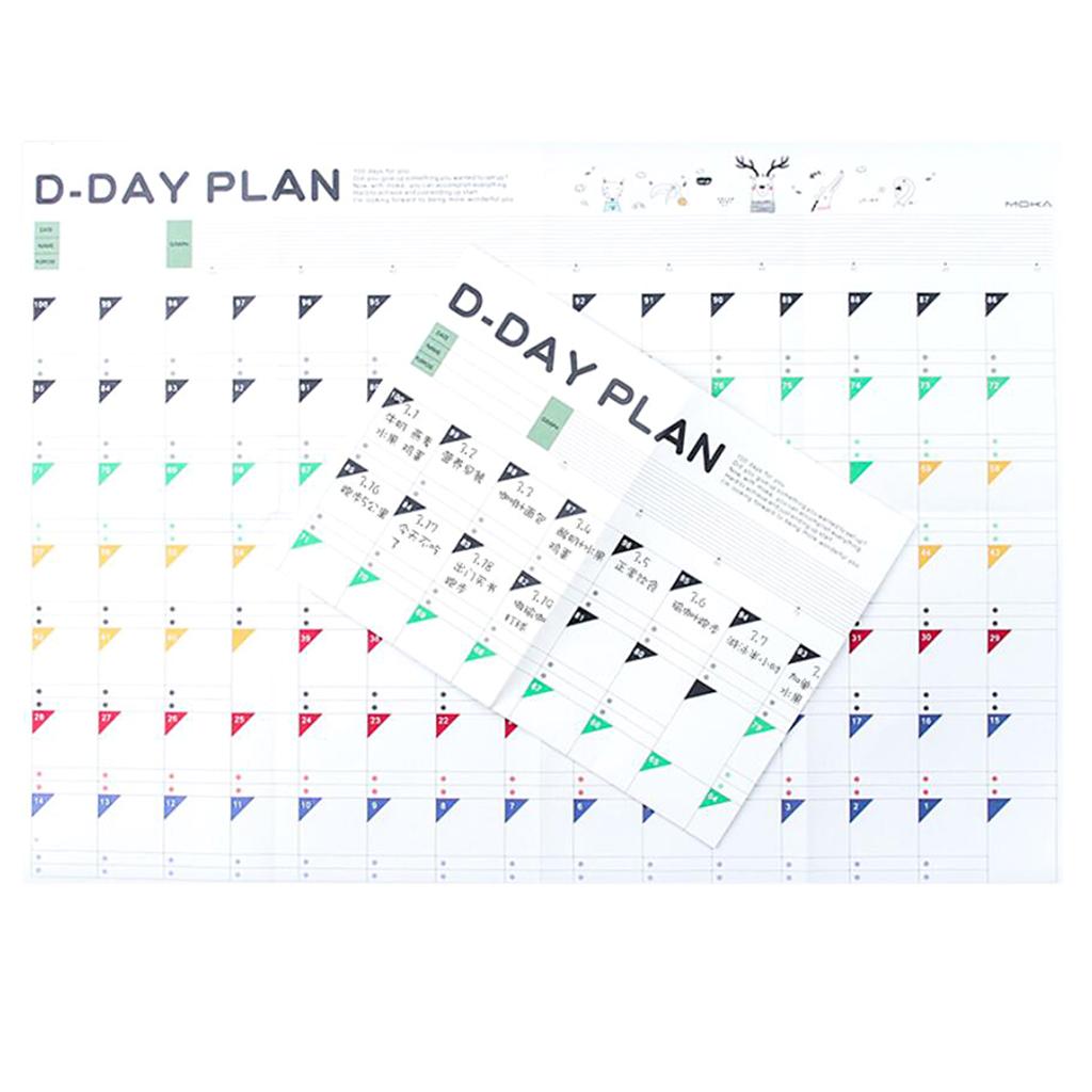 10PCS 100 Days Countdown Schedule Wall Calendars Day Planner Jumbo Overview