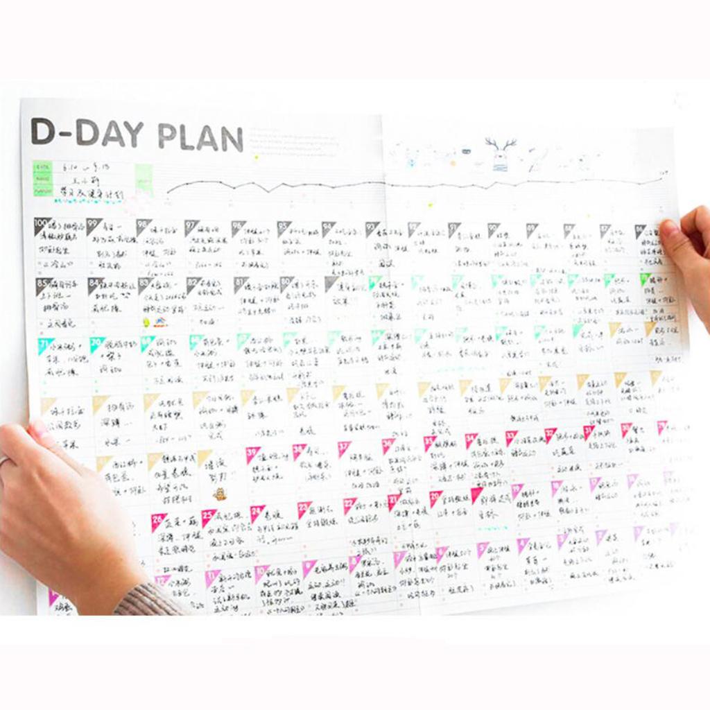 10PCS 100 Days Countdown Schedule Wall Calendars Day Planner Jumbo Overview