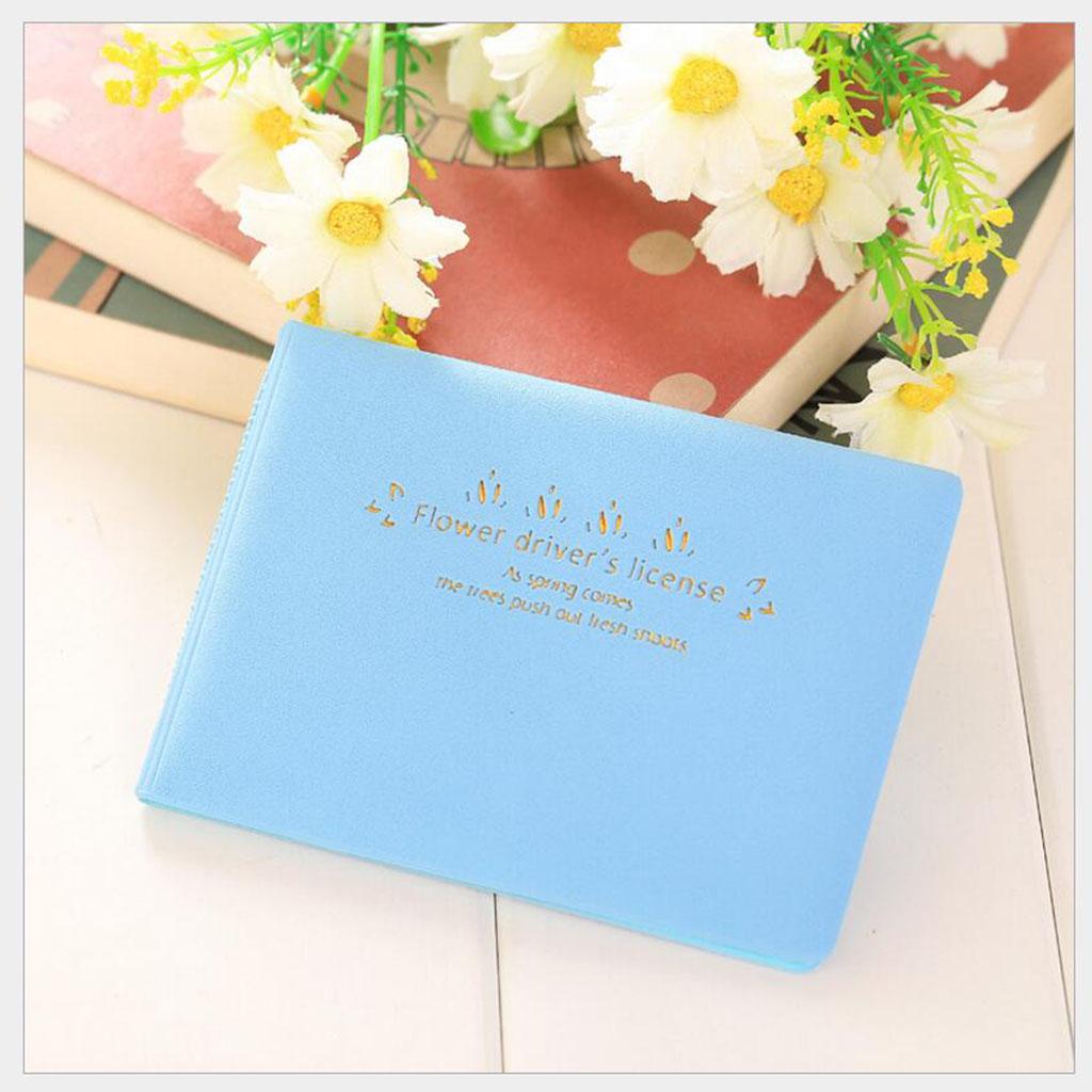 Macaron Color Business Card Holder PU Social Security Card Sleeves Blue