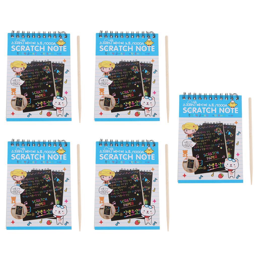 5 Packs Scratch Off Mini Notes Sketch Paper Kid Scraping Drawing Blue