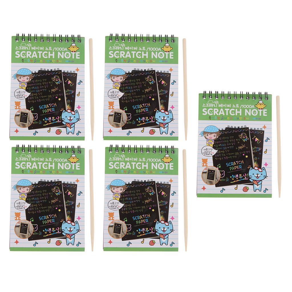 5 Packs Scratch Off Mini Notes Sketch Paper Kid Scraping Drawing Green