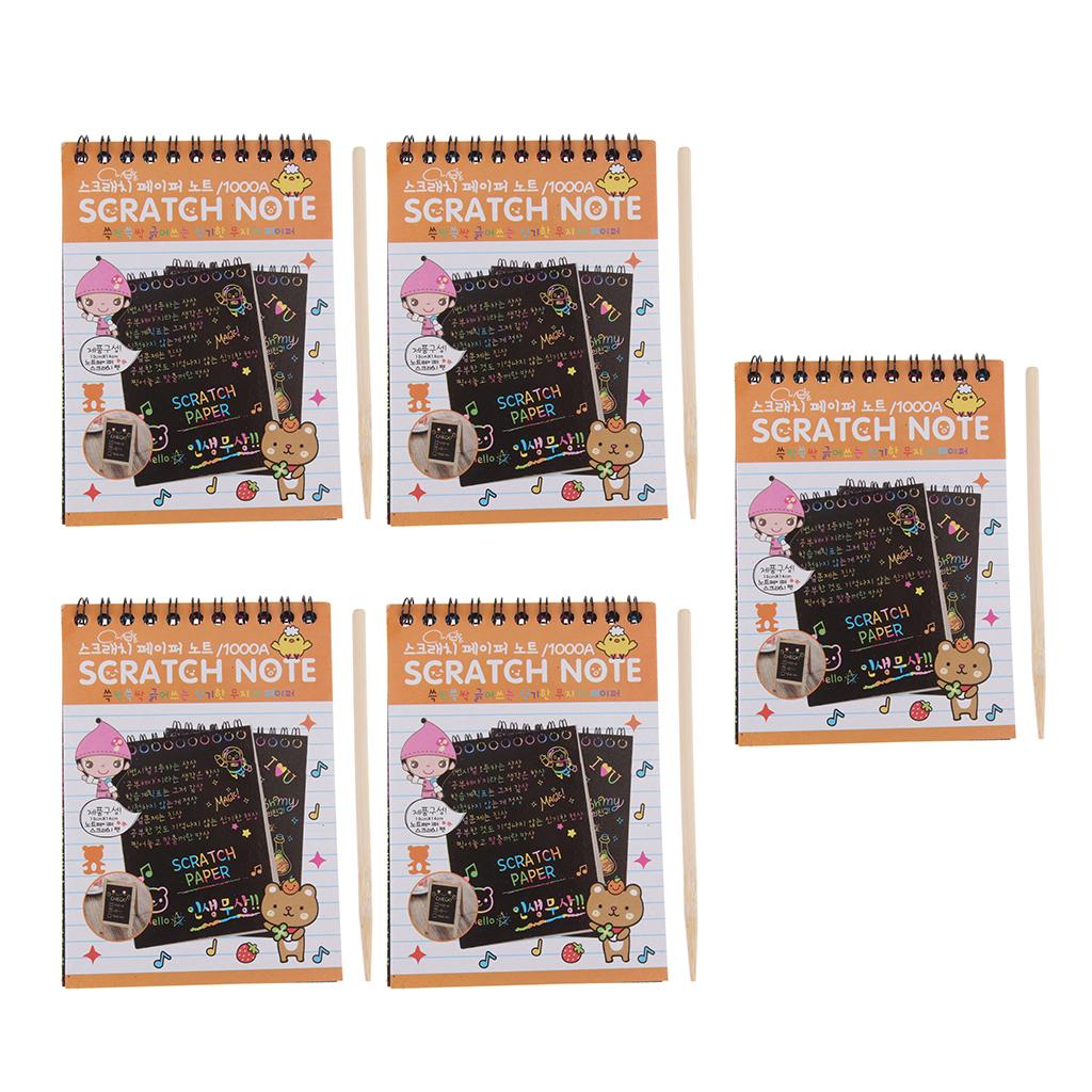 5 Packs Scratch Off Mini Notes Sketch Paper Kid Scraping Drawing Yellow