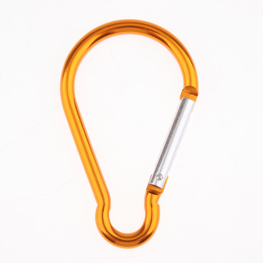 5PCS Aluminum Carabiner D Shape Buckle Keychain Clip Spring Snap Hook Yellow