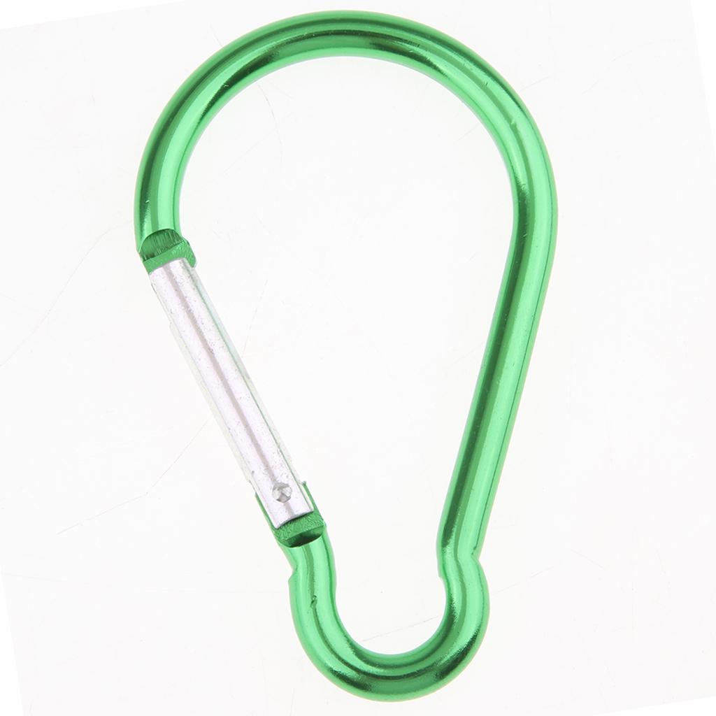 5PCS Aluminum Carabiner D Shape Buckle Keychain Clip Spring Snap Hook Green