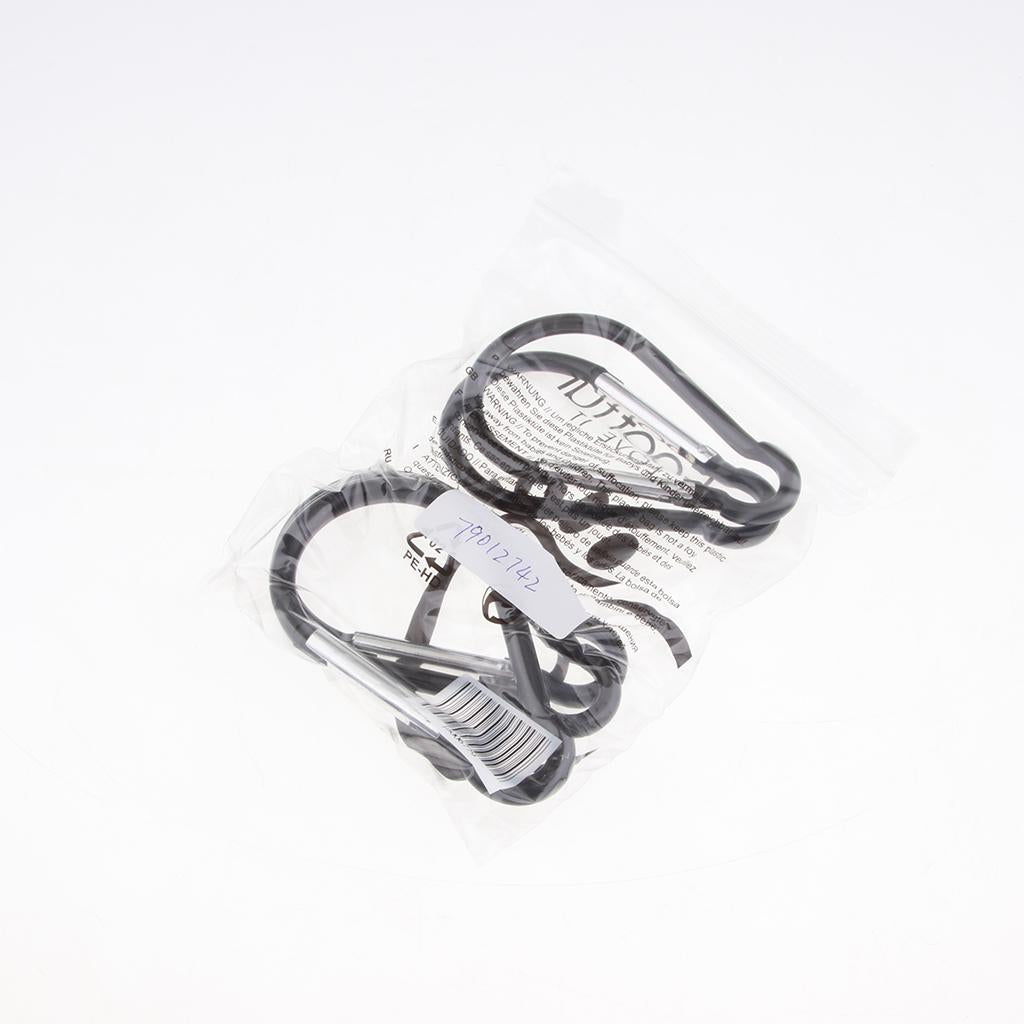 5PCS Aluminum Carabiner D Shape Buckle Keychain Clip Spring Snap Hook Black