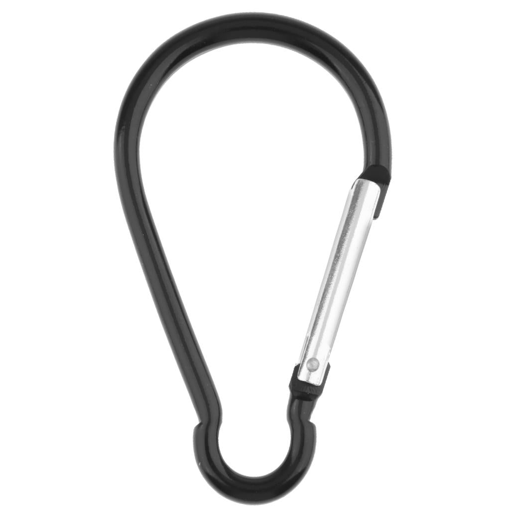 5PCS Aluminum Carabiner D Shape Buckle Keychain Clip Spring Snap Hook Black