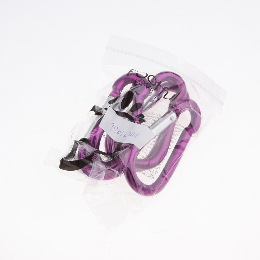 5x Coloured Carabiner Clip Snap Hook Keychain Camping Sports Karabiner Purple