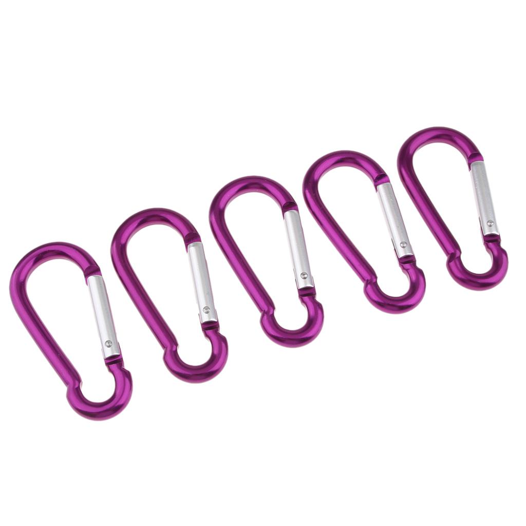 5x Coloured Carabiner Clip Snap Hook Keychain Camping Sports Karabiner Purple