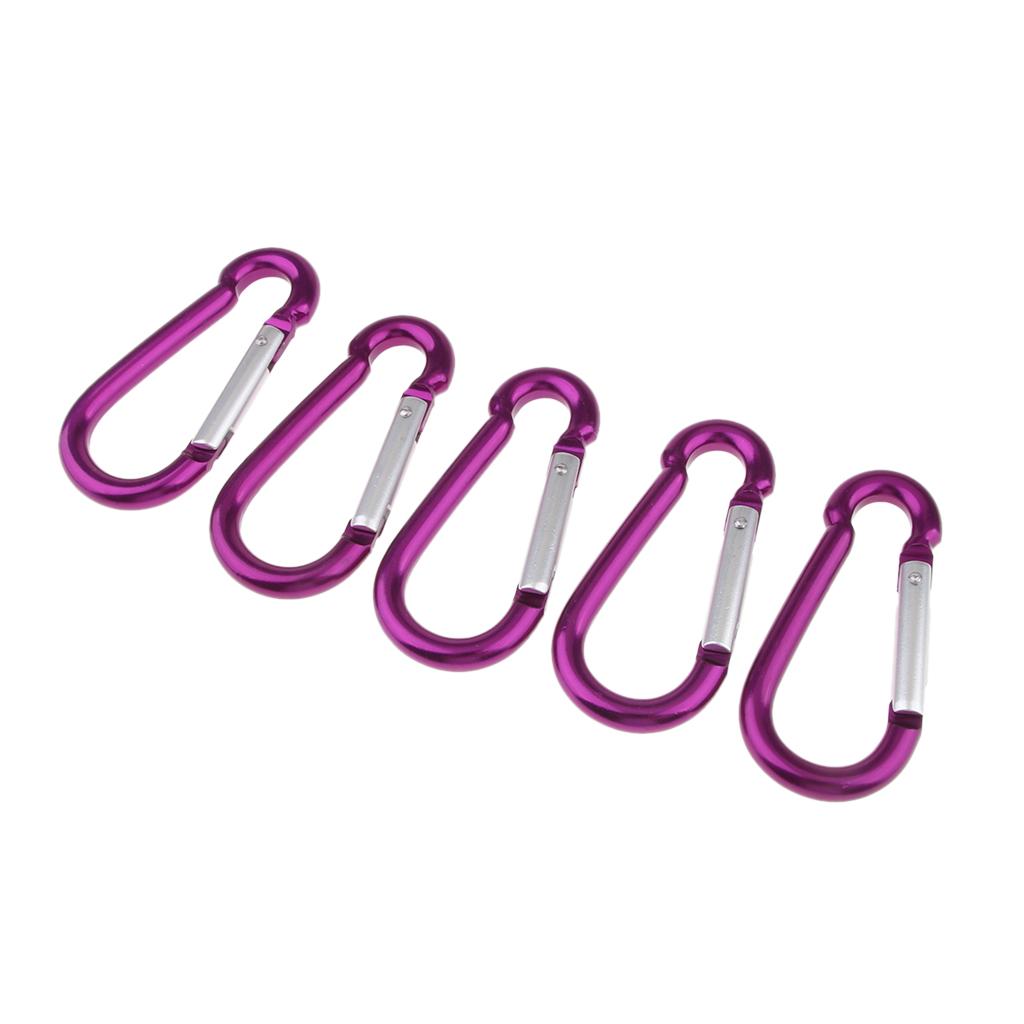 5x Coloured Carabiner Clip Snap Hook Keychain Camping Sports Karabiner Purple