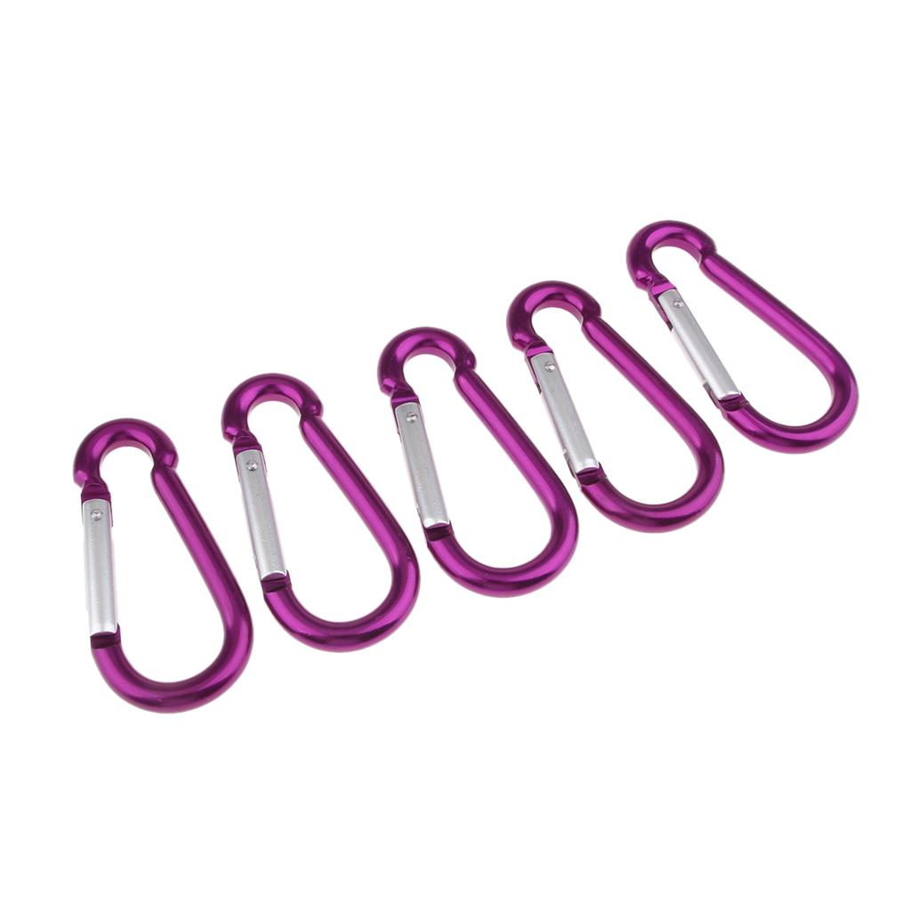 5x Coloured Carabiner Clip Snap Hook Keychain Camping Sports Karabiner Purple