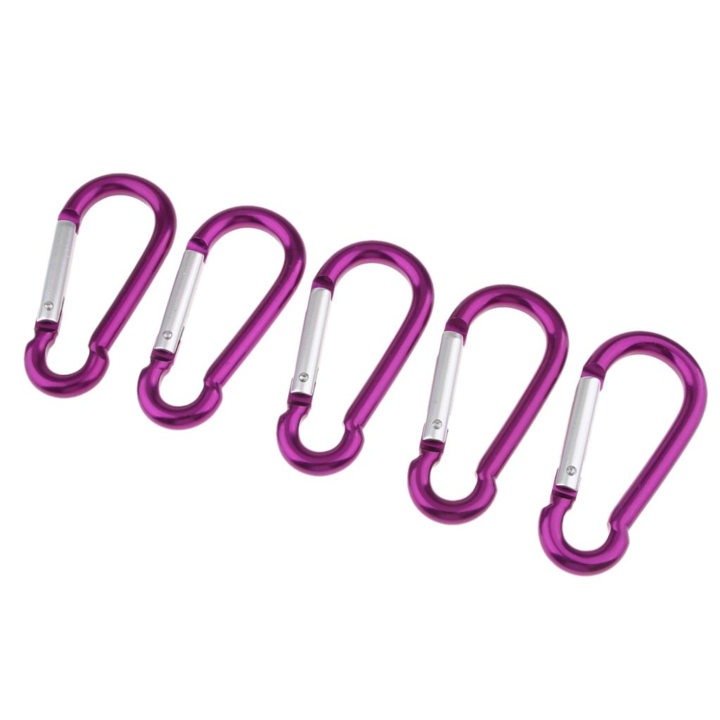 5x Coloured Carabiner Clip Snap Hook Keychain Camping Sports Karabiner Purple