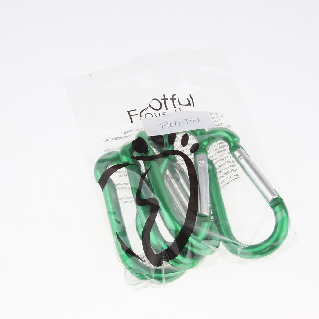 5x Coloured Carabiner Clip Snap Hook Keychain Camping Sports Karabiner Green