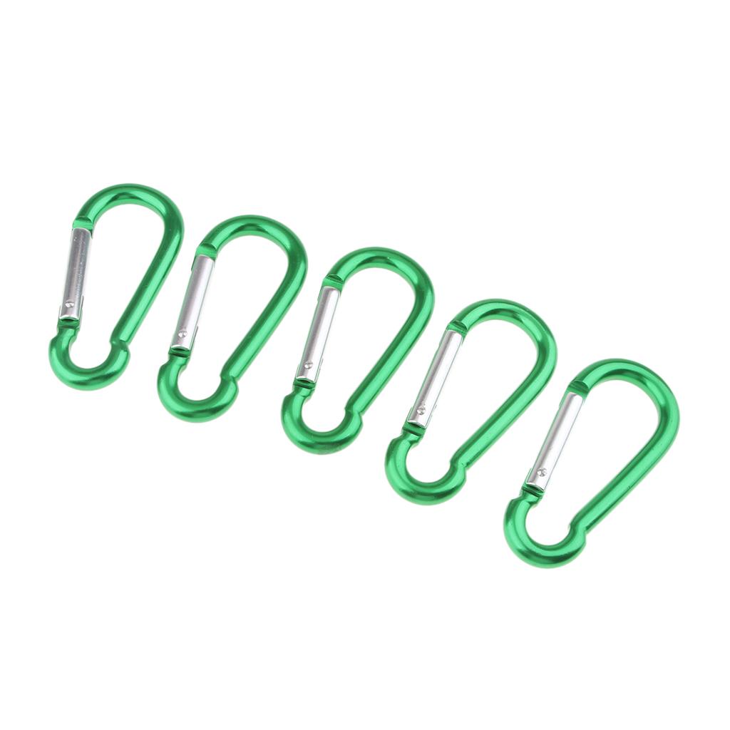 5x Coloured Carabiner Clip Snap Hook Keychain Camping Sports Karabiner Green