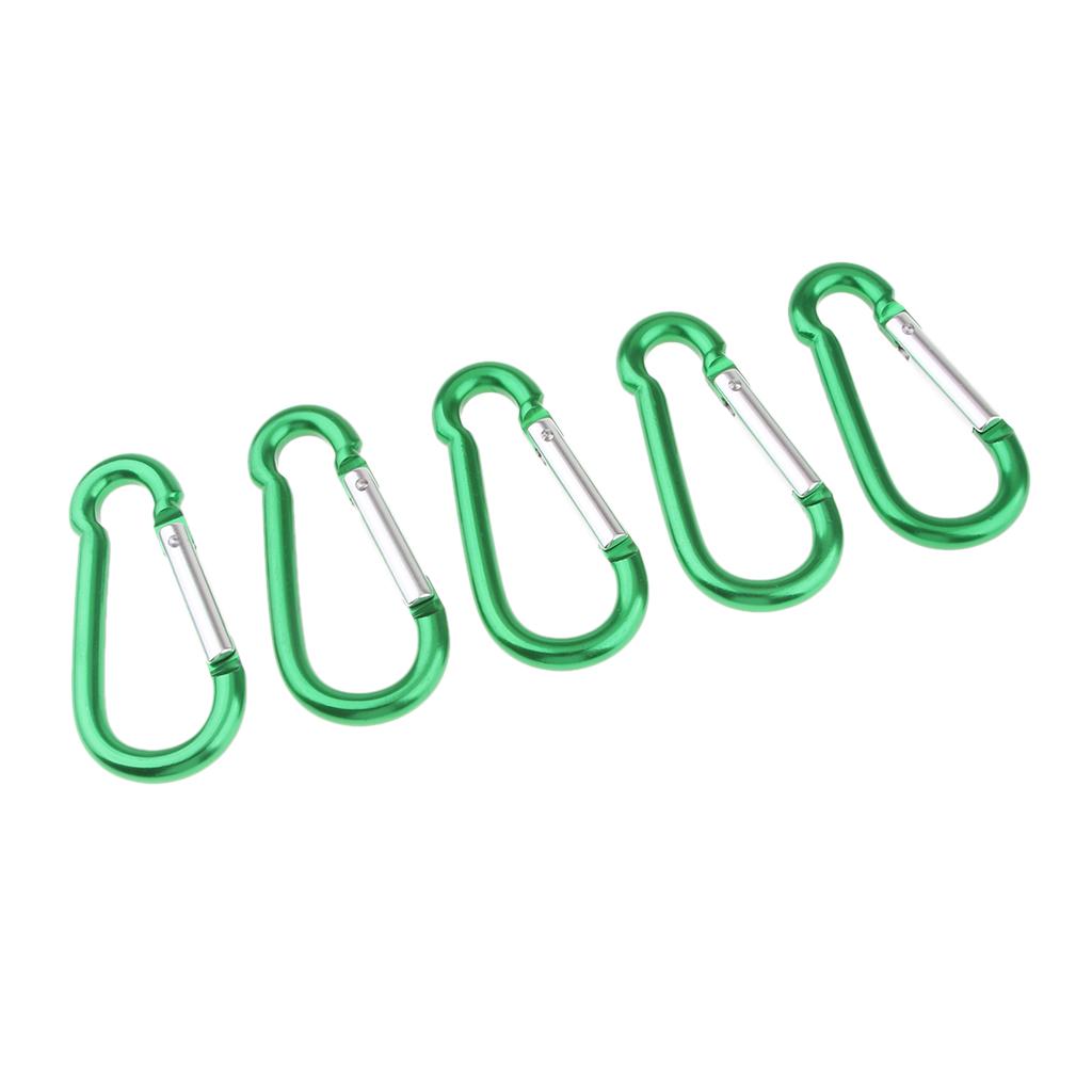 5x Coloured Carabiner Clip Snap Hook Keychain Camping Sports Karabiner Green