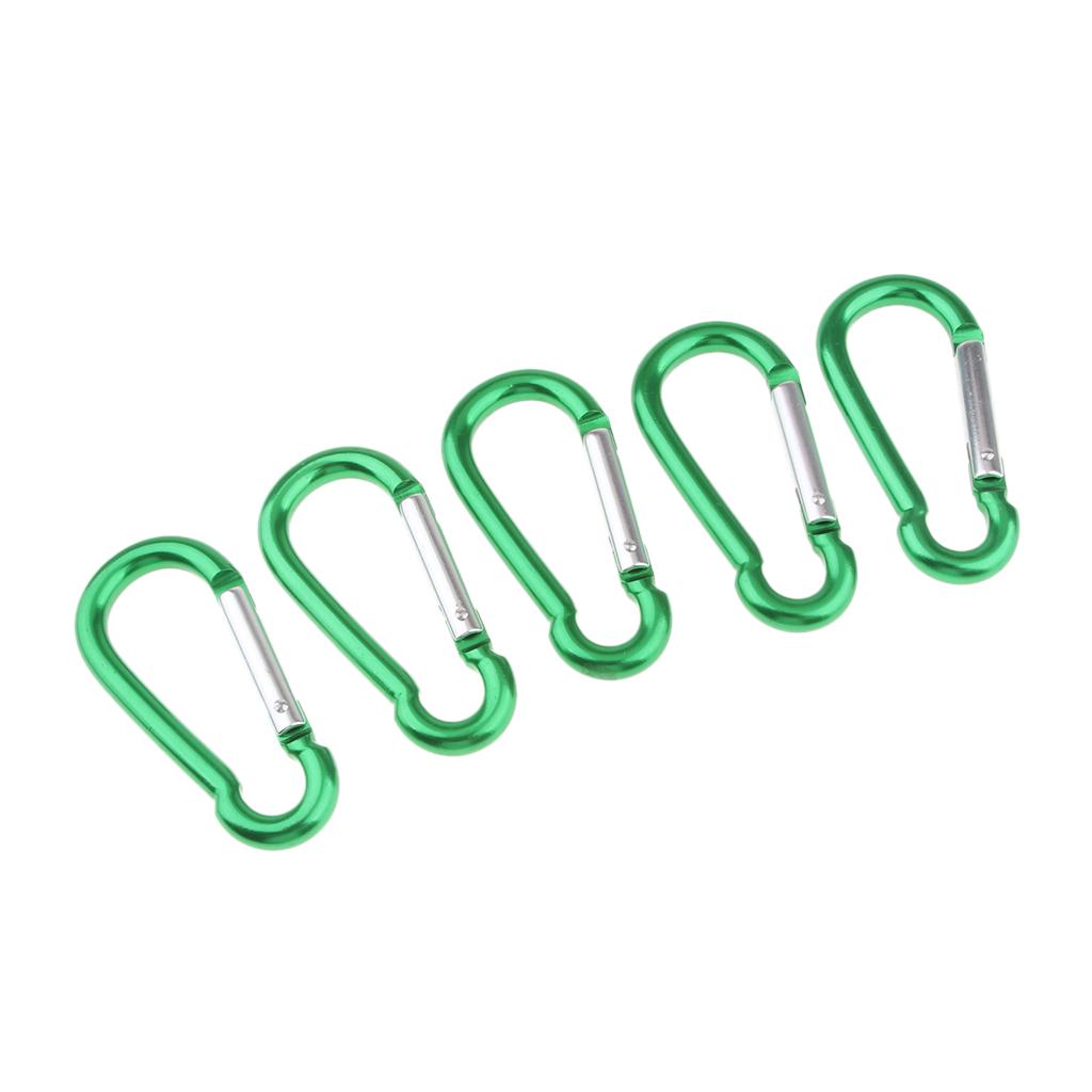 5x Coloured Carabiner Clip Snap Hook Keychain Camping Sports Karabiner Green