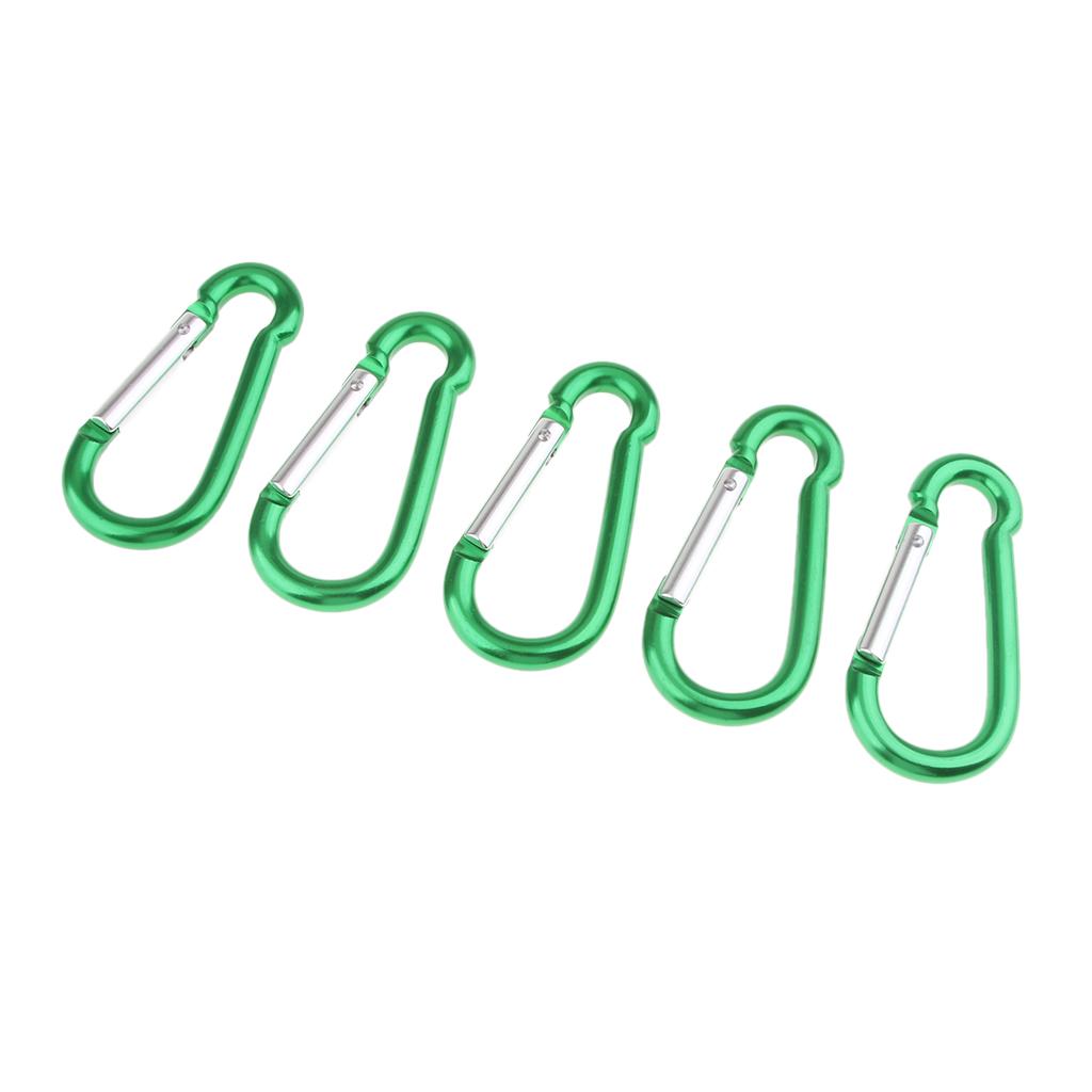 5x Coloured Carabiner Clip Snap Hook Keychain Camping Sports Karabiner Green