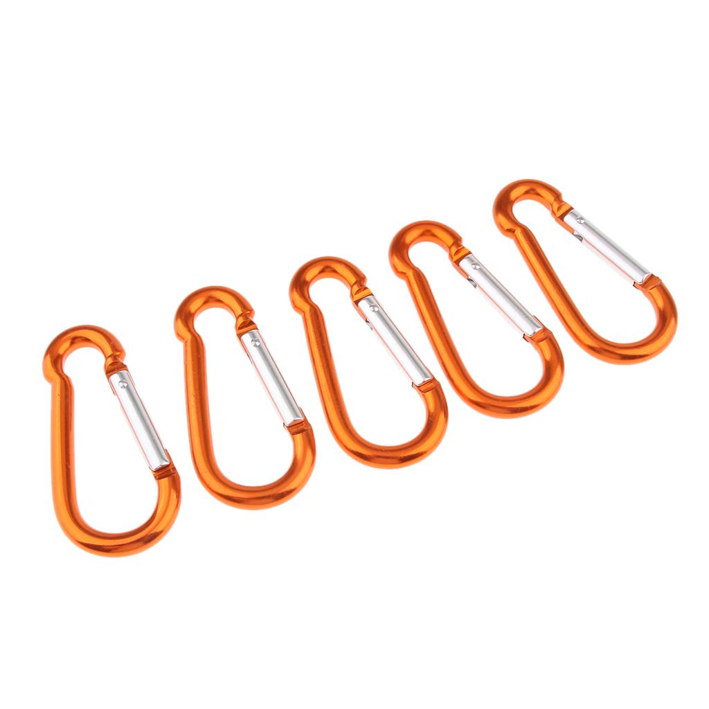 5x Coloured Carabiner Clip Snap Hook Keychain Camping Sports Karabiner Yellow