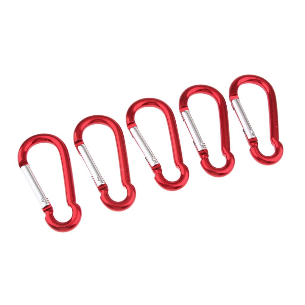 5x Coloured Carabiner Clip Snap Hook Keychain Camping Sports Karabiner Red