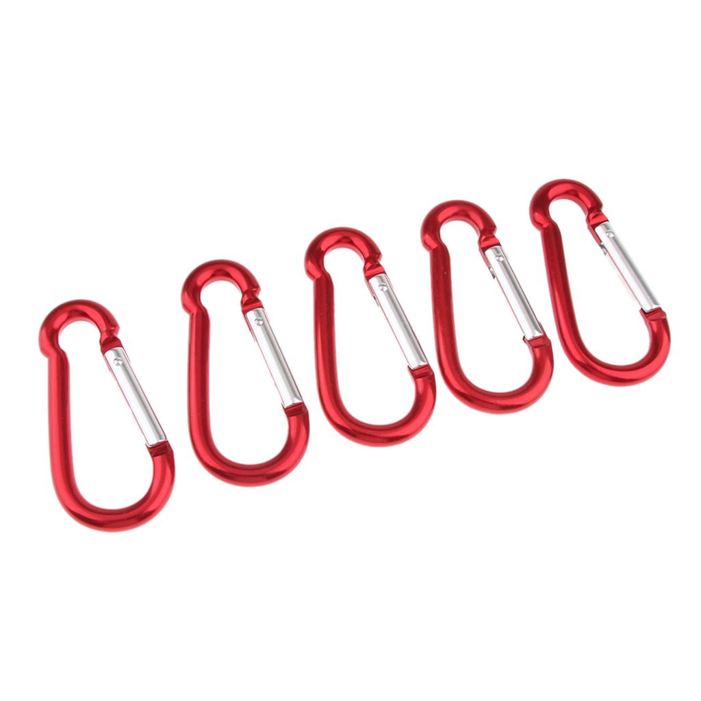 5x Coloured Carabiner Clip Snap Hook Keychain Camping Sports Karabiner Red