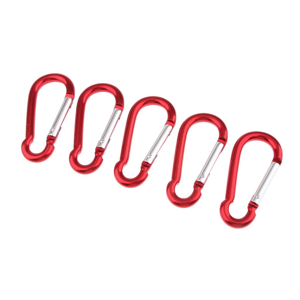 5x Coloured Carabiner Clip Snap Hook Keychain Camping Sports Karabiner Red