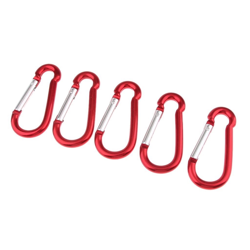 5x Coloured Carabiner Clip Snap Hook Keychain Camping Sports Karabiner Red