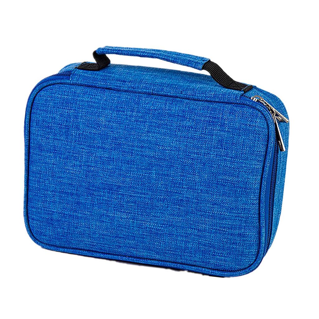 72 Slots Colored Pencil Case High Capacity Zipper Pens Pencil Case Blue