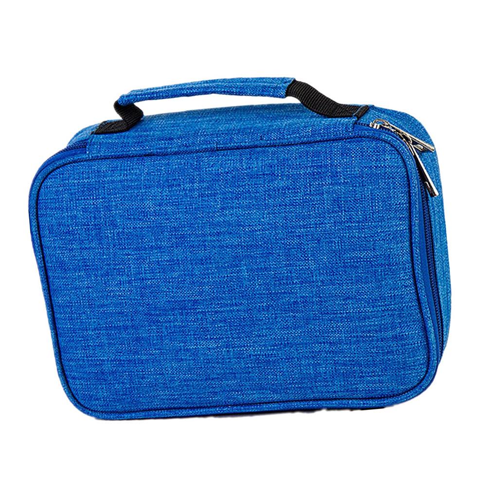 72 Slots Colored Pencil Case High Capacity Zipper Pens Pencil Case Blue