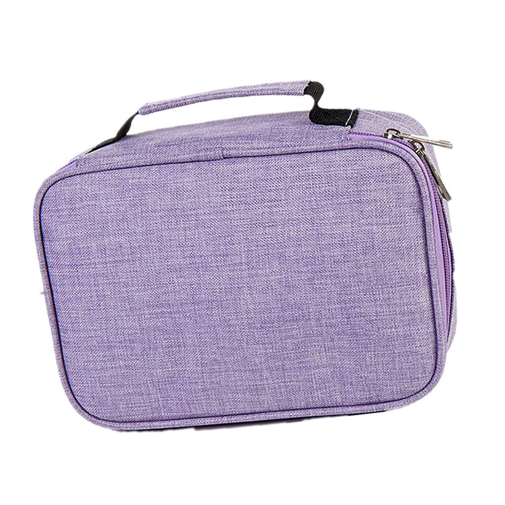 72 Slots Colored Pencil Case High Capacity Zipper Pens Pencil Case Purple