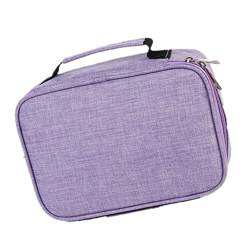 72 Slots Colored Pencil Case High Capacity Zipper Pens Pencil Case Purple