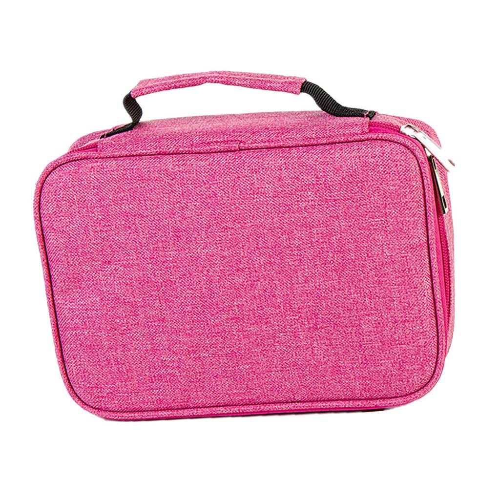 72 Slots Colored Pencil Case High Capacity Zipper Pens Pencil Case Rose Red
