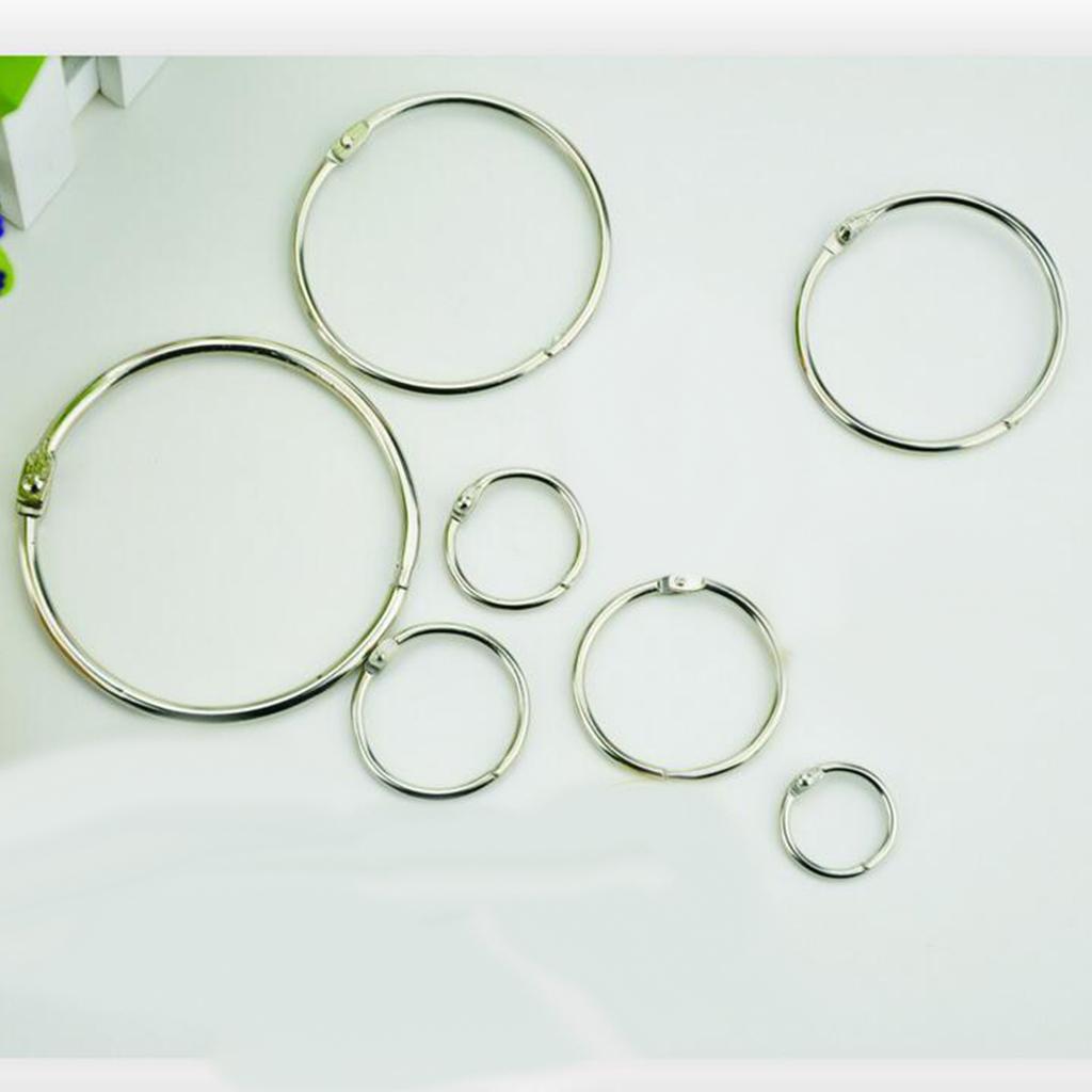 100Pcs Nickel-Plated Metal Book Loose Leaf Binder Rings Anti-Rust Durable 14x19mm