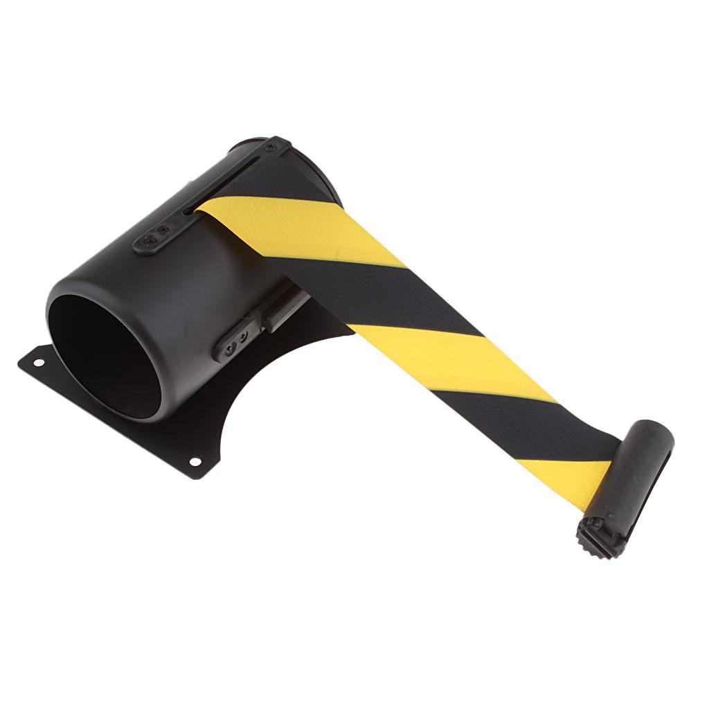 4m Retractable Belt Queue Crowd Control Barrier Wall Mount Space Saving Black and Yellow