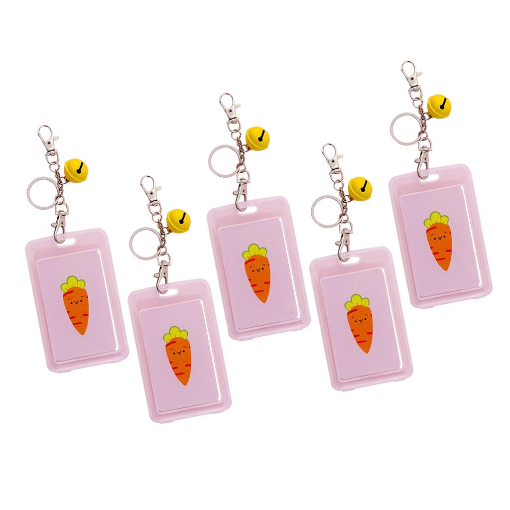 Vertical Credit Card Bus Pass ID Badge Holder Protector Pink Carrot