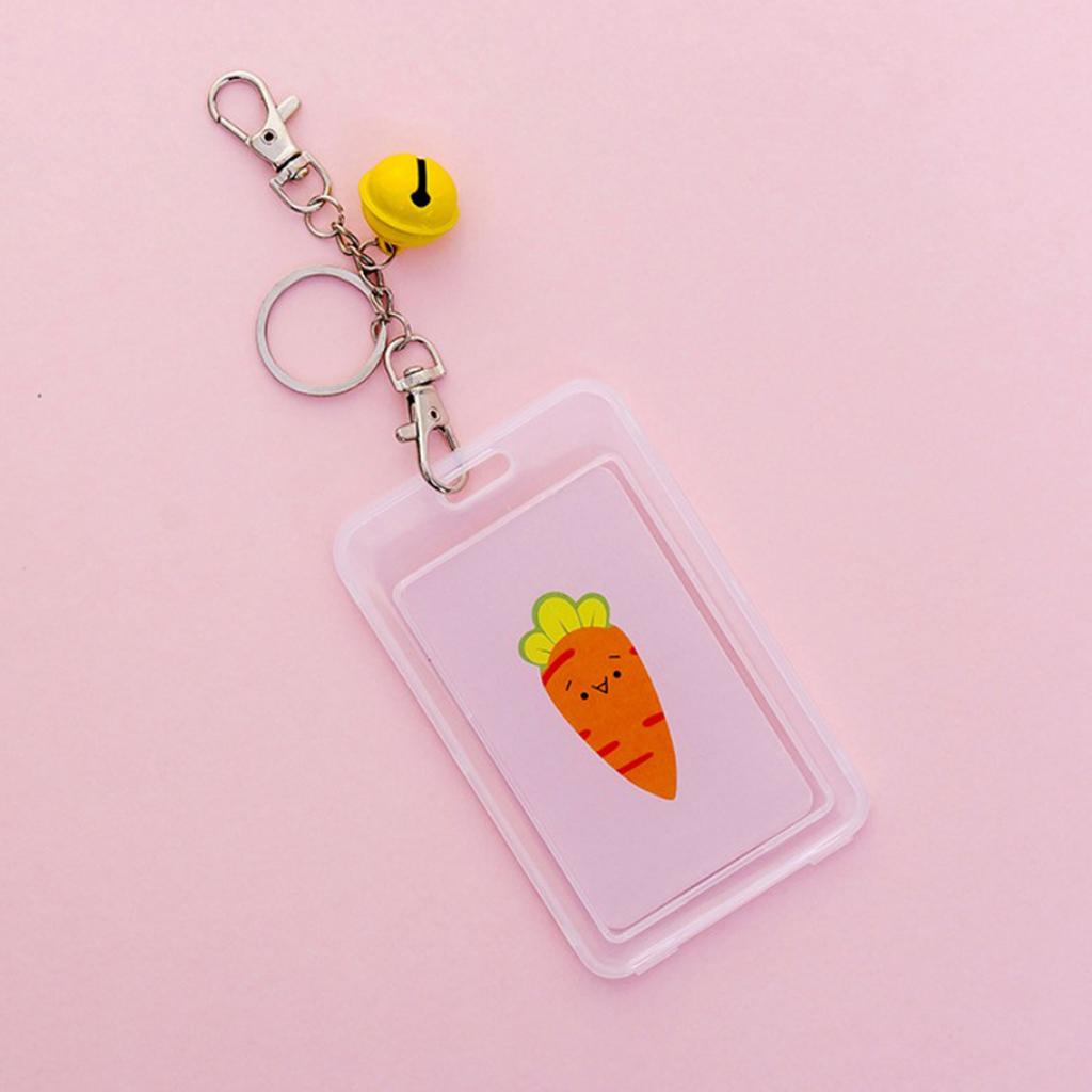 Vertical Credit Card Bus Pass ID Badge Holder Protector Pink Carrot