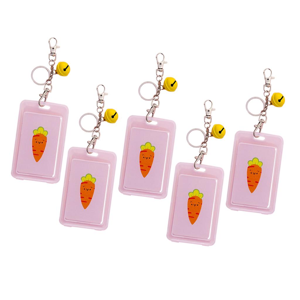 Vertical Credit Card Bus Pass ID Badge Holder Protector Pink Carrot