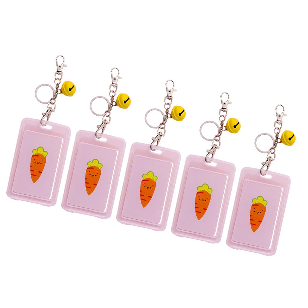 Vertical Credit Card Bus Pass ID Badge Holder Protector Pink Carrot