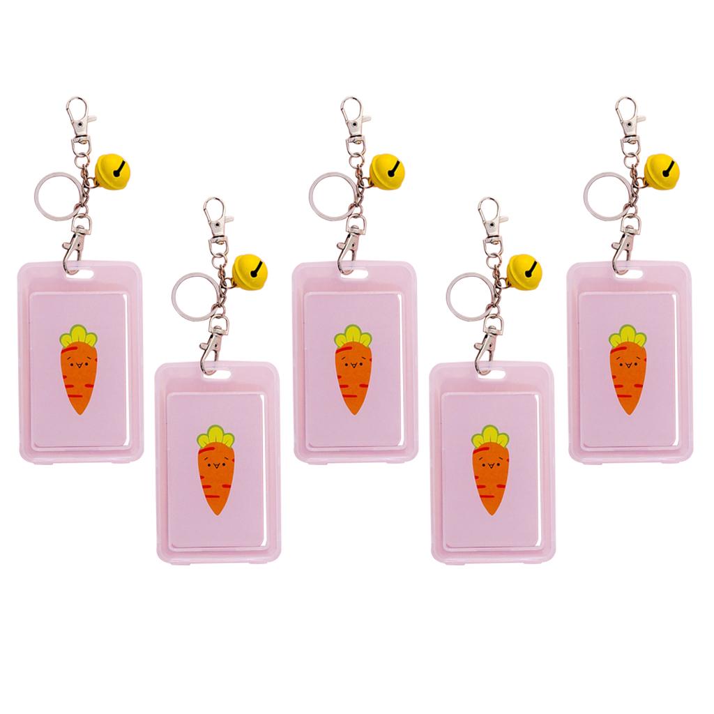 Vertical Credit Card Bus Pass ID Badge Holder Protector Pink Carrot