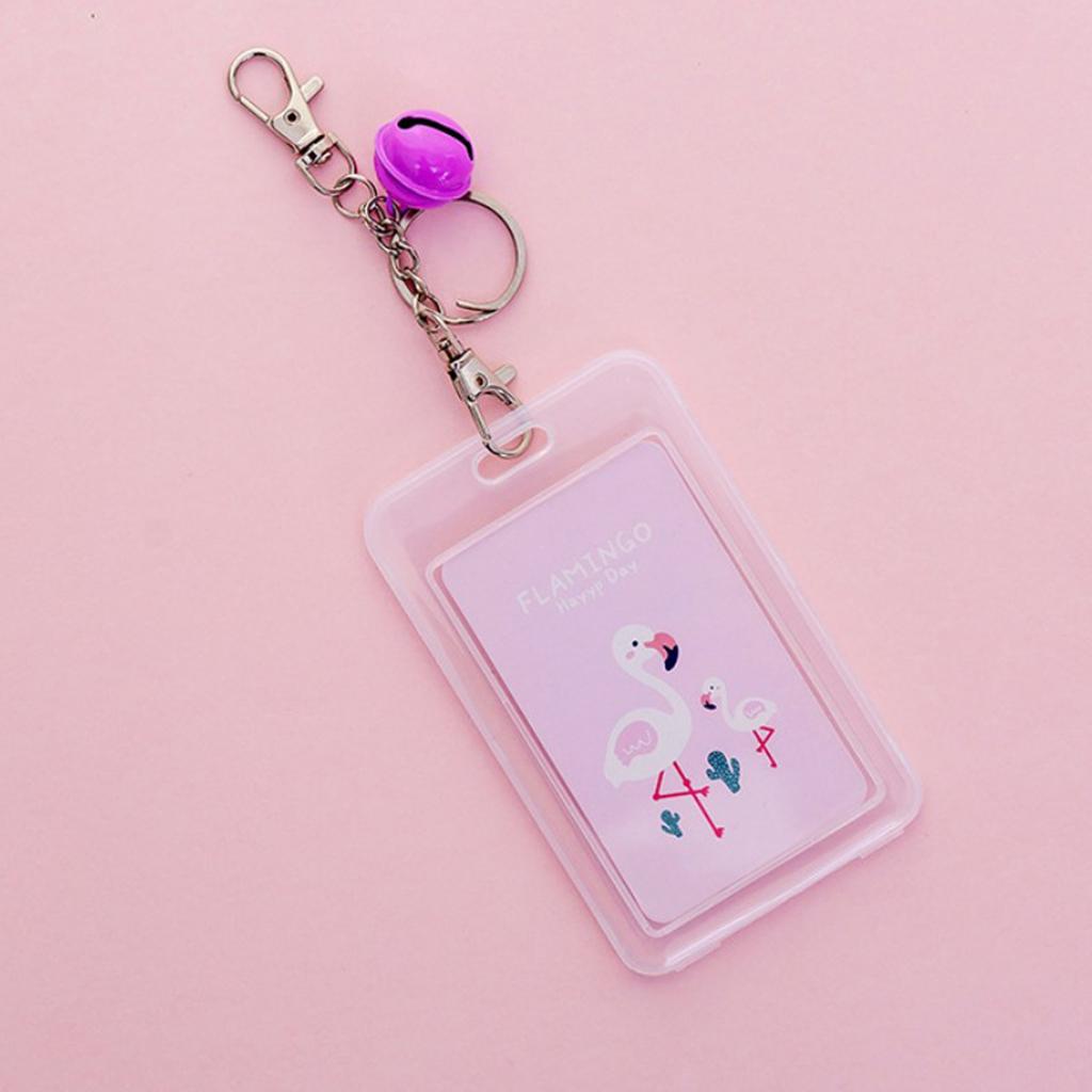 Vertical Credit Card Bus Pass ID Badge Holder Protector White Flamingo