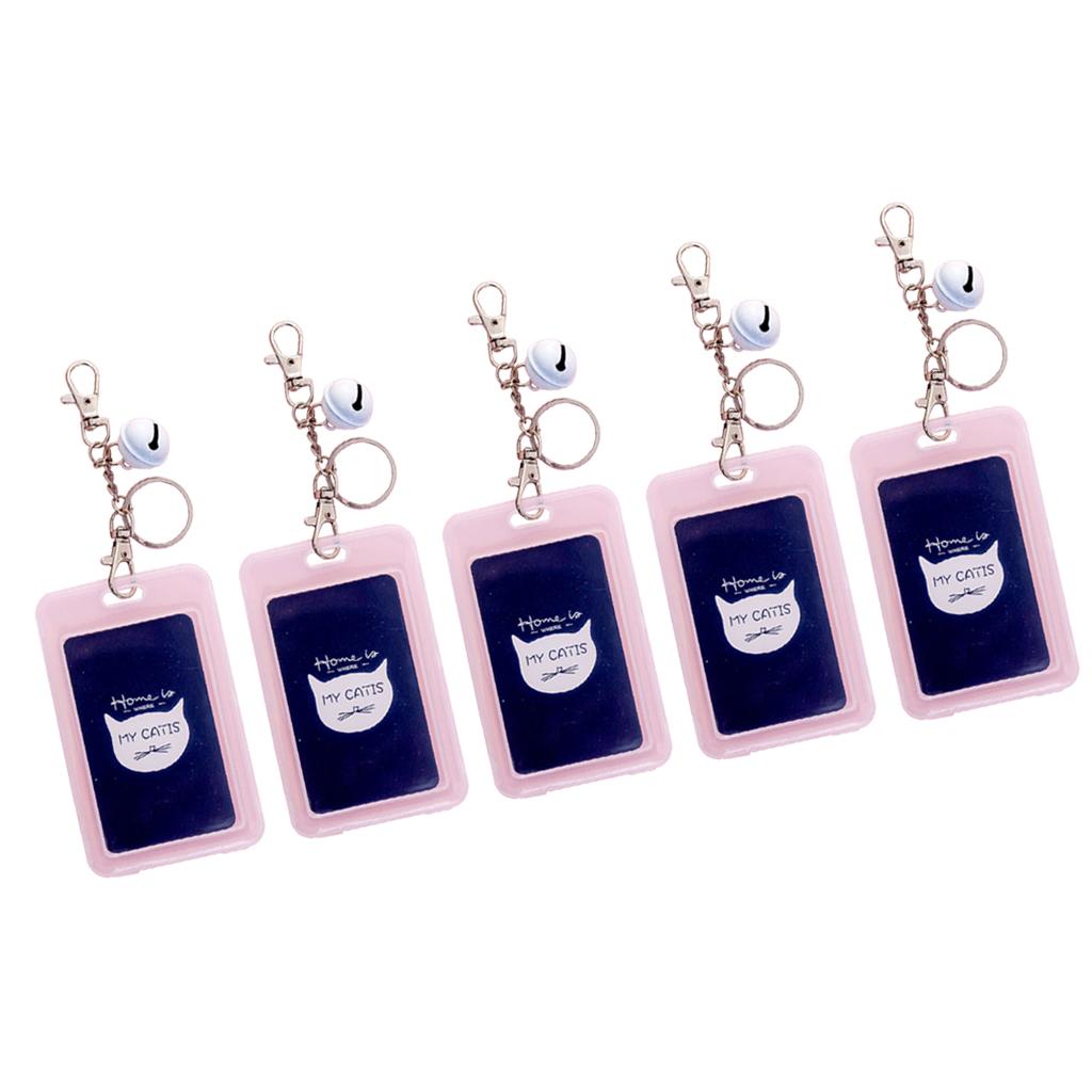 Vertical Credit Card Bus Pass ID Badge Holder Protector Black Cats