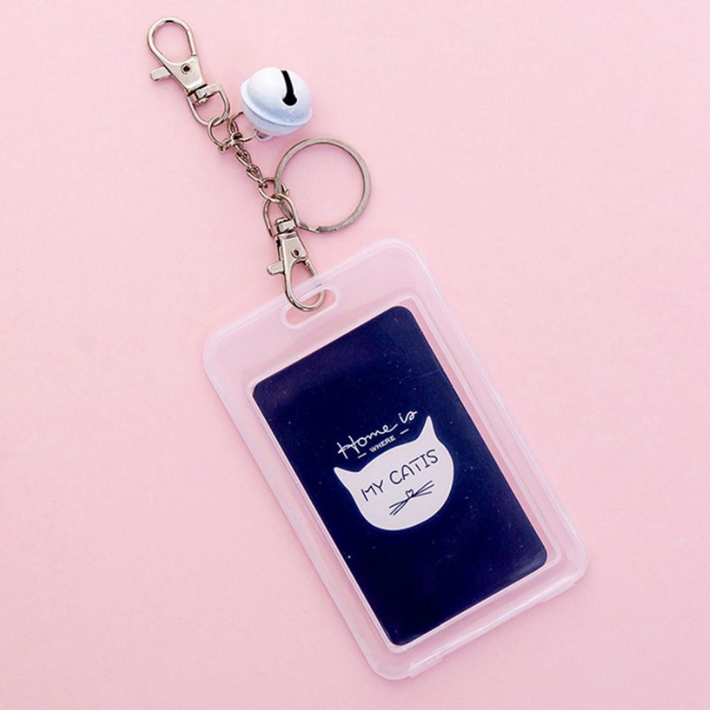 Vertical Credit Card Bus Pass ID Badge Holder Protector Black Cats