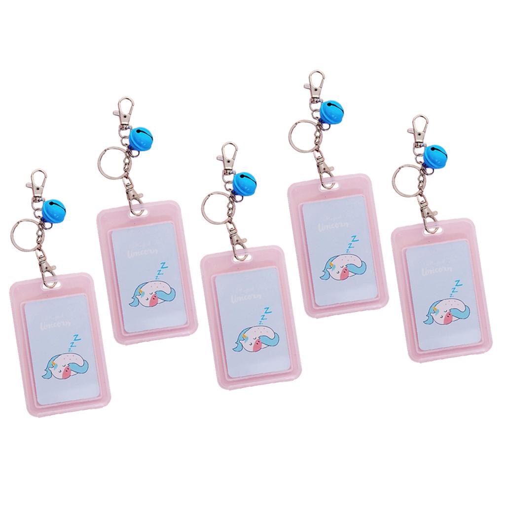 Vertical Credit Card Bus Pass ID Badge Holder Protector Asleep Unicorn