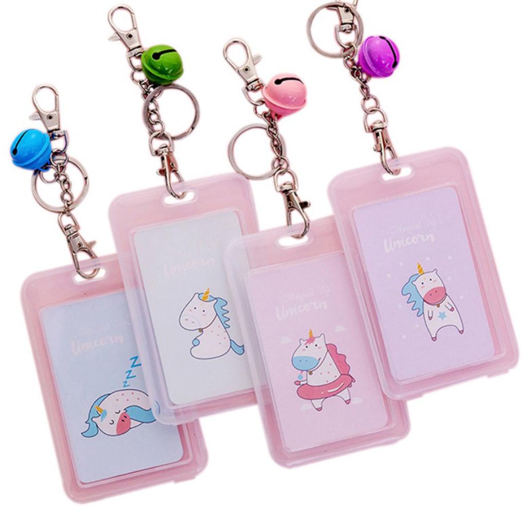 Vertical Credit Card Bus Pass ID Badge Holder Protector Asleep Unicorn