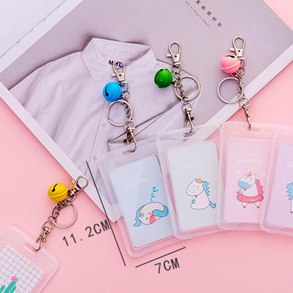 Vertical Credit Card Bus Pass ID Badge Holder Protector Asleep Unicorn