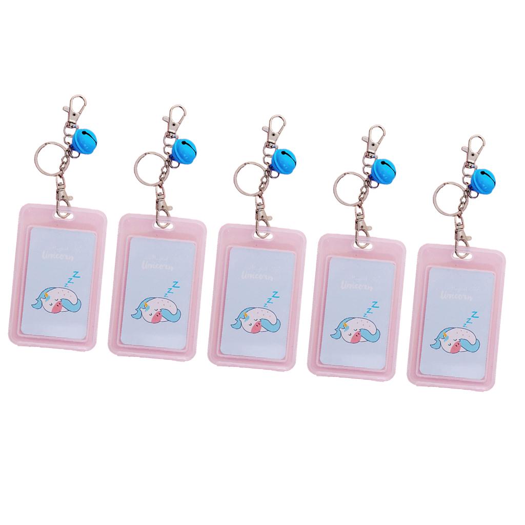 Vertical Credit Card Bus Pass ID Badge Holder Protector Asleep Unicorn