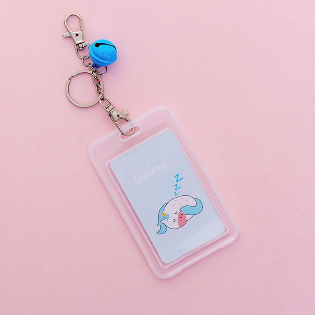 Vertical Credit Card Bus Pass ID Badge Holder Protector Asleep Unicorn