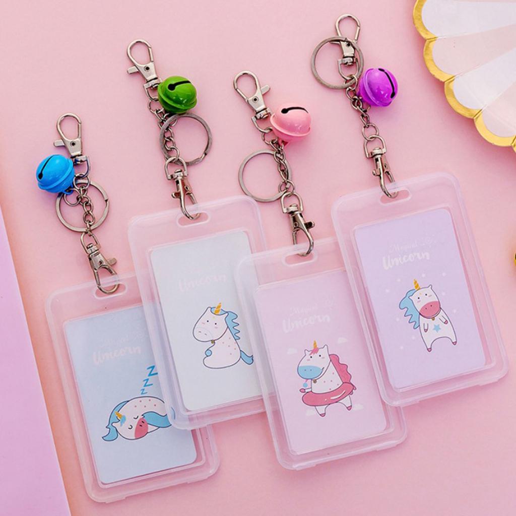 Vertical Credit Card Bus Pass ID Badge Holder Protector Asleep Unicorn