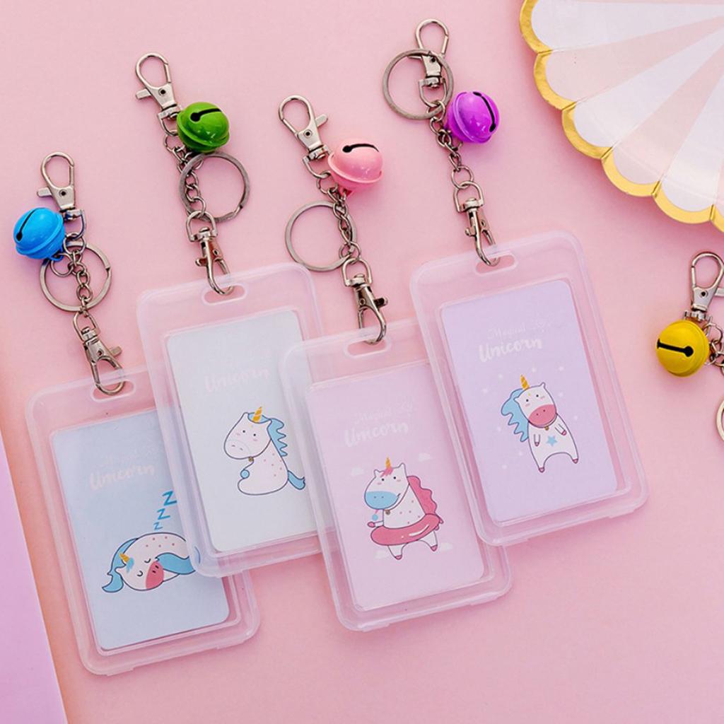 Vertical Credit Card Bus Pass ID Badge Holder Protector Stars Unicorn