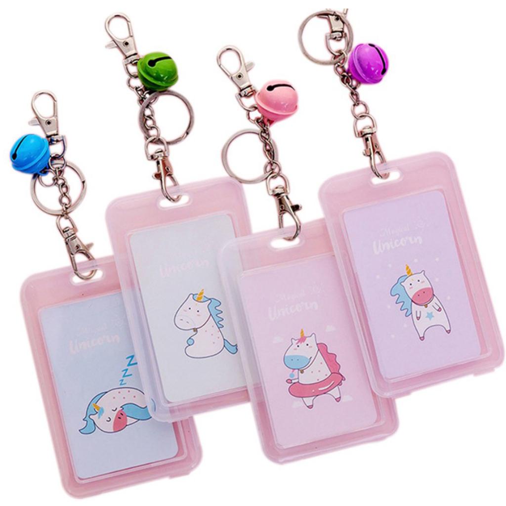 Vertical Credit Card Bus Pass ID Badge Holder Protector Stars Unicorn