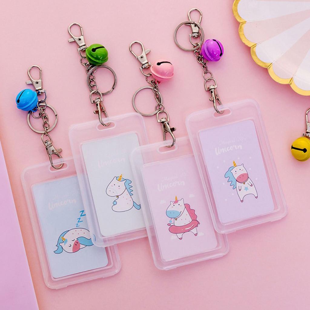 Vertical Credit Card Bus Pass ID Badge Holder Protector Swim Ring Unicorn