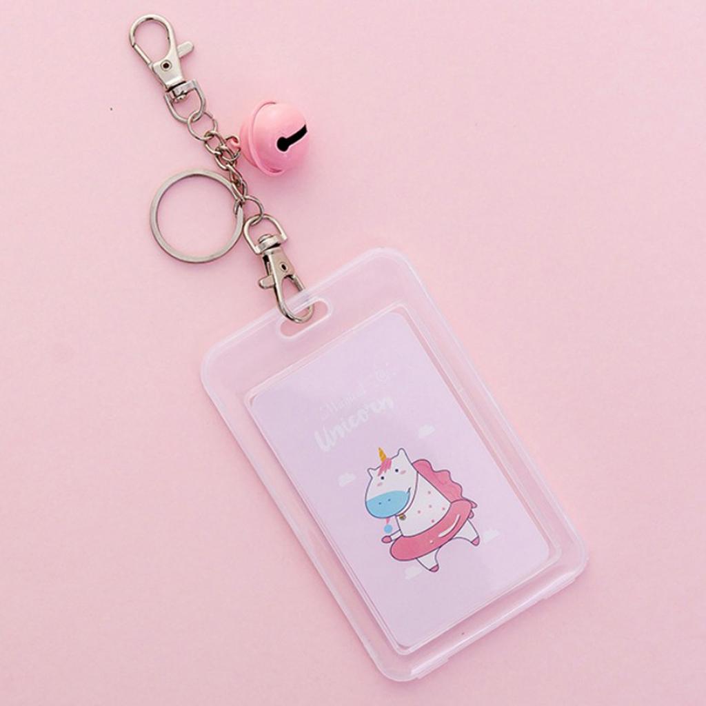 Vertical Credit Card Bus Pass ID Badge Holder Protector Swim Ring Unicorn